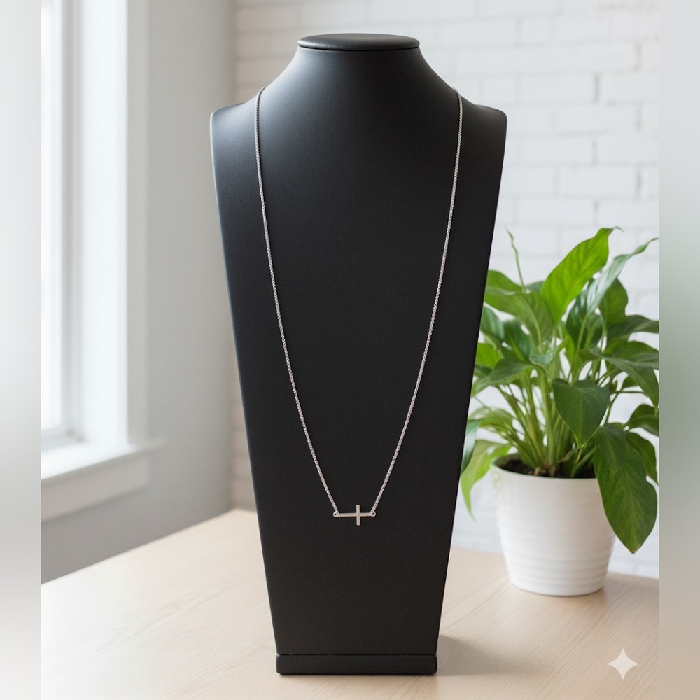 Minimalist Silver  Cross Necklace - Dainty Thin Chain - Religious Boho Jewelry